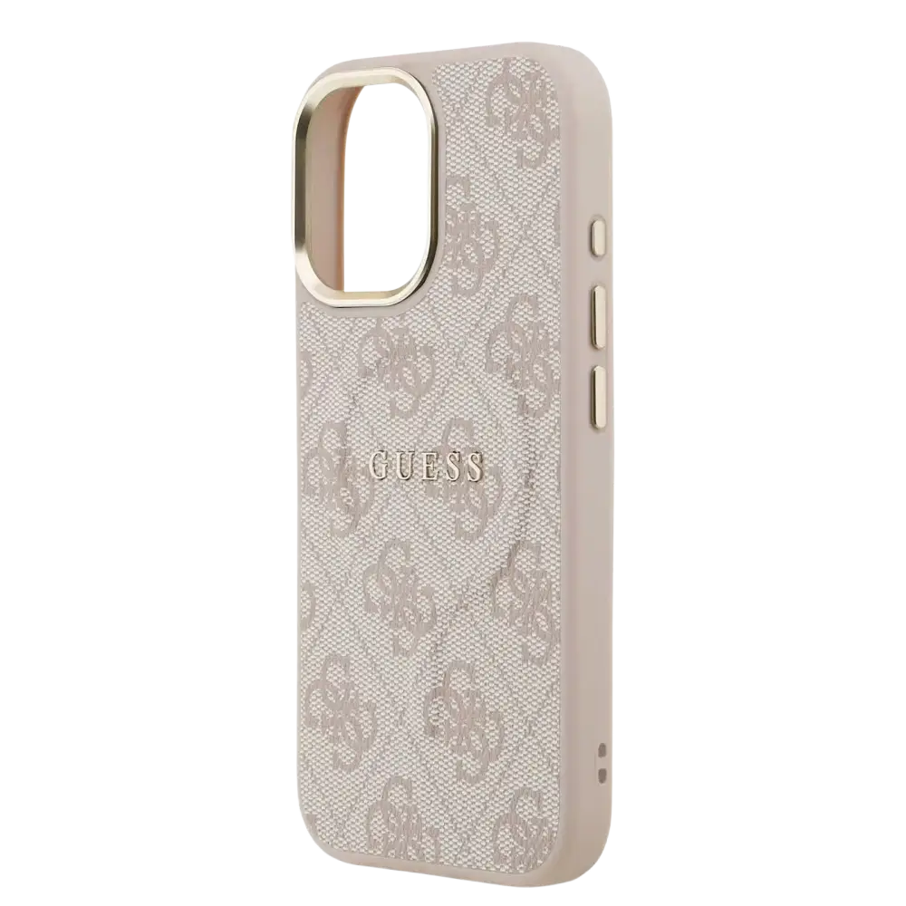 Guess PU Leather 4G Gold Frame MagSafe Hoesje – iPhone 17 Roze - Back cover