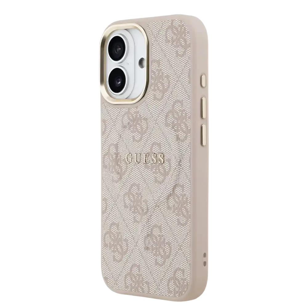 Guess PU Leather 4G Gold Frame MagSafe Hoesje – iPhone 17 Roze - Back cover