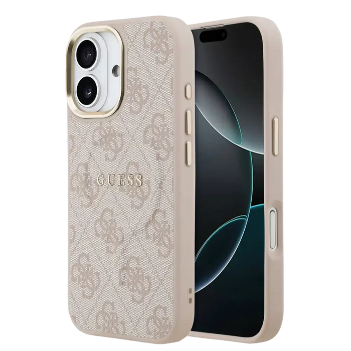 Guess PU Leather 4G Gold Frame MagSafe Hoesje – iPhone 17 – Roze