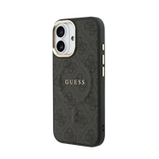 Guess PU Leather 4G Gold Frame MagSafe Hoesje – iPhone 17 Zwart - Back cover
