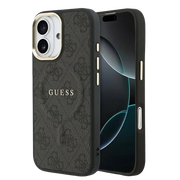 Guess PU Leather 4G Gold Frame MagSafe Hoesje – iPhone 17 Zwart - Back cover
