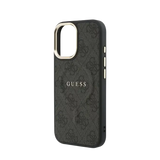 Guess PU Leather 4G Gold Frame MagSafe Hoesje – iPhone 17 Zwart - Back cover
