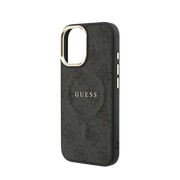 Guess PU Leather 4G Gold Frame MagSafe Hoesje – iPhone 17 Zwart - Back cover