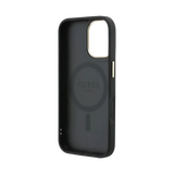 Guess PU Leather 4G Gold Frame MagSafe Hoesje – iPhone 17 Zwart - Back cover