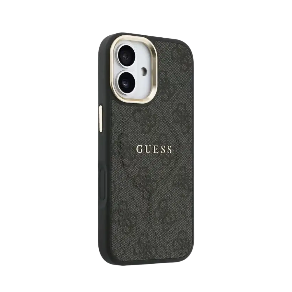 Guess PU Leather 4G Gold Frame MagSafe Hoesje – iPhone 17 Zwart - Back cover