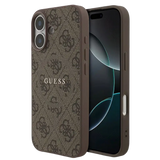 Guess PU Leather 4G MagSafe Hoesje voor iPhone 17 – Bruin - Telefoonhoesje