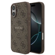 Guess PU Leather 4G MagSafe Hoesje voor iPhone 17 – Bruin - Telefoonhoesje