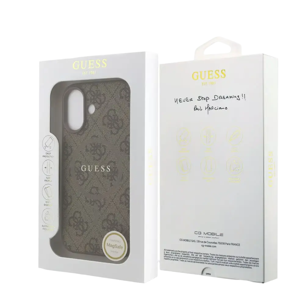 Guess PU Leather 4G MagSafe Hoesje voor iPhone 17 – Bruin - Telefoonhoesje