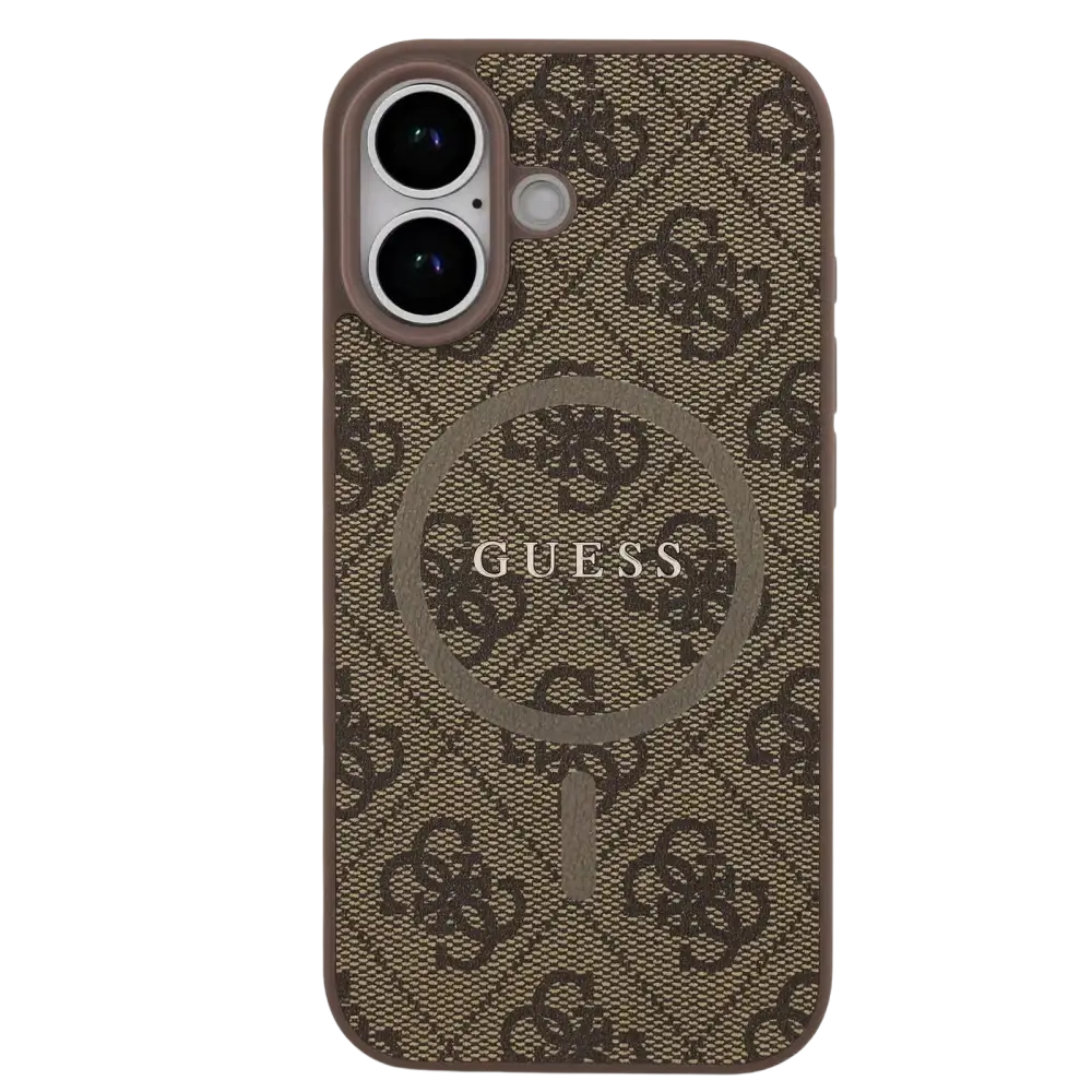 Guess PU Leather 4G MagSafe Hoesje voor iPhone 17 – Bruin - Telefoonhoesje