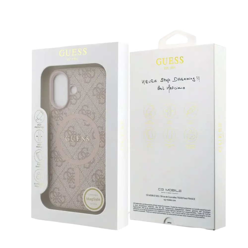 Guess PU Leather 4G MagSafe Hoesje voor iPhone 17 – Roze - Telefoonhoesje