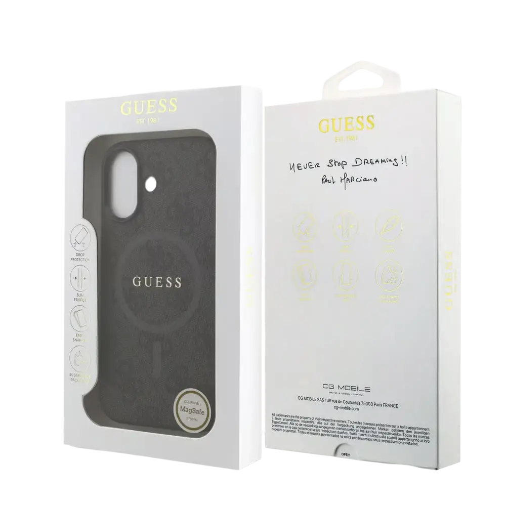 Guess PU Leather 4G MagSafe Hoesje voor iPhone 17 – Zwart - Telefoonhoesje