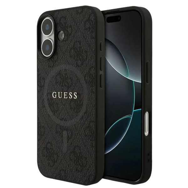 Guess PU Leather 4G MagSafe Hoesje voor iPhone 17 – Zwart - Telefoonhoesje
