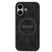 Guess PU Leather 4G MagSafe Hoesje voor iPhone 17 – Zwart - Telefoonhoesje