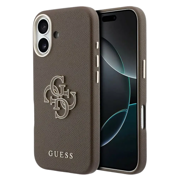 Guess PU Resin Logo Hoesje – iPhone 17 – Bruin