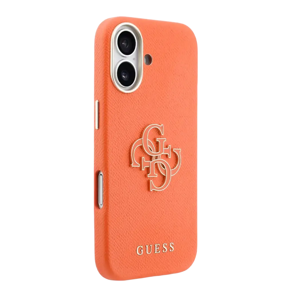 Guess PU Resin Logo Hoesje – iPhone 17 Oranje - Back cover