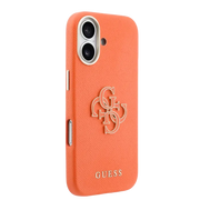 Guess PU Resin Logo Hoesje – iPhone 17 Oranje - Back cover