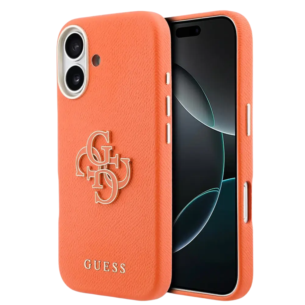 Guess PU Resin Logo Hoesje – iPhone 17 Oranje - Back cover