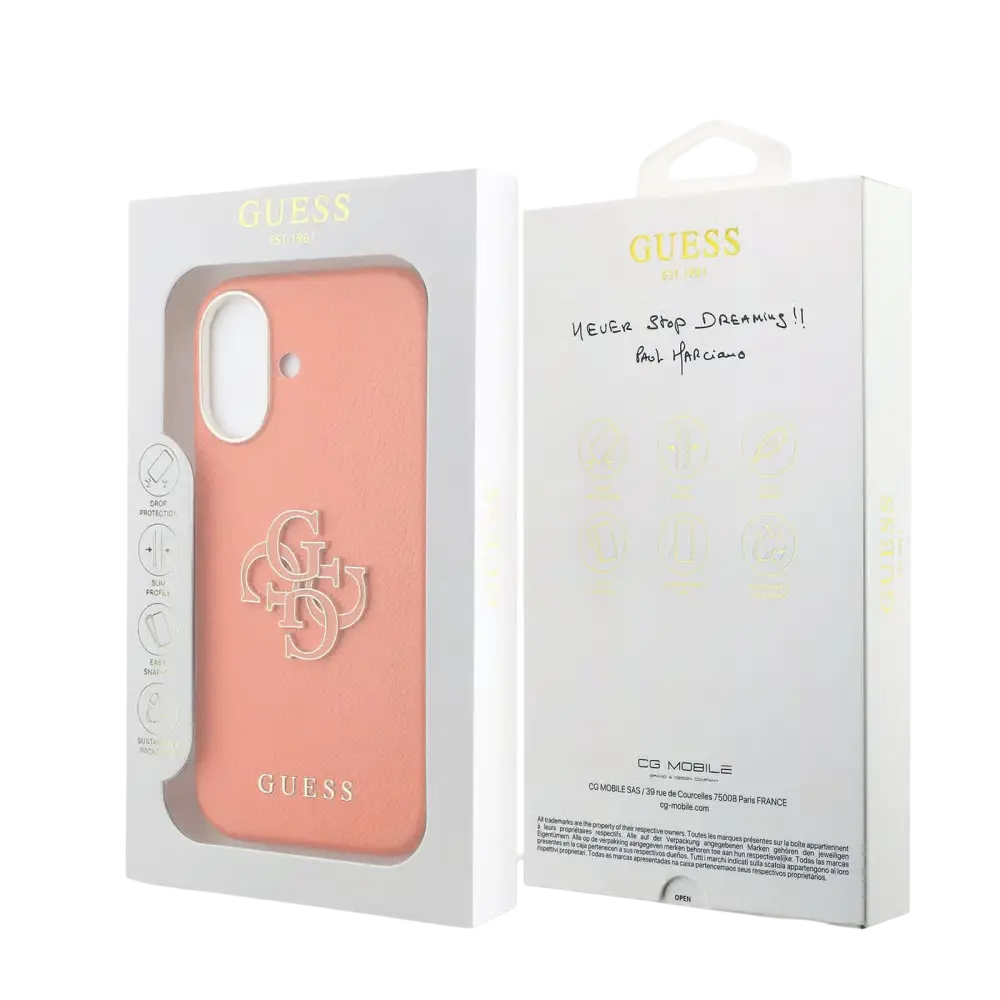 Guess PU Resin Logo Hoesje – iPhone 17 Oranje - Back cover