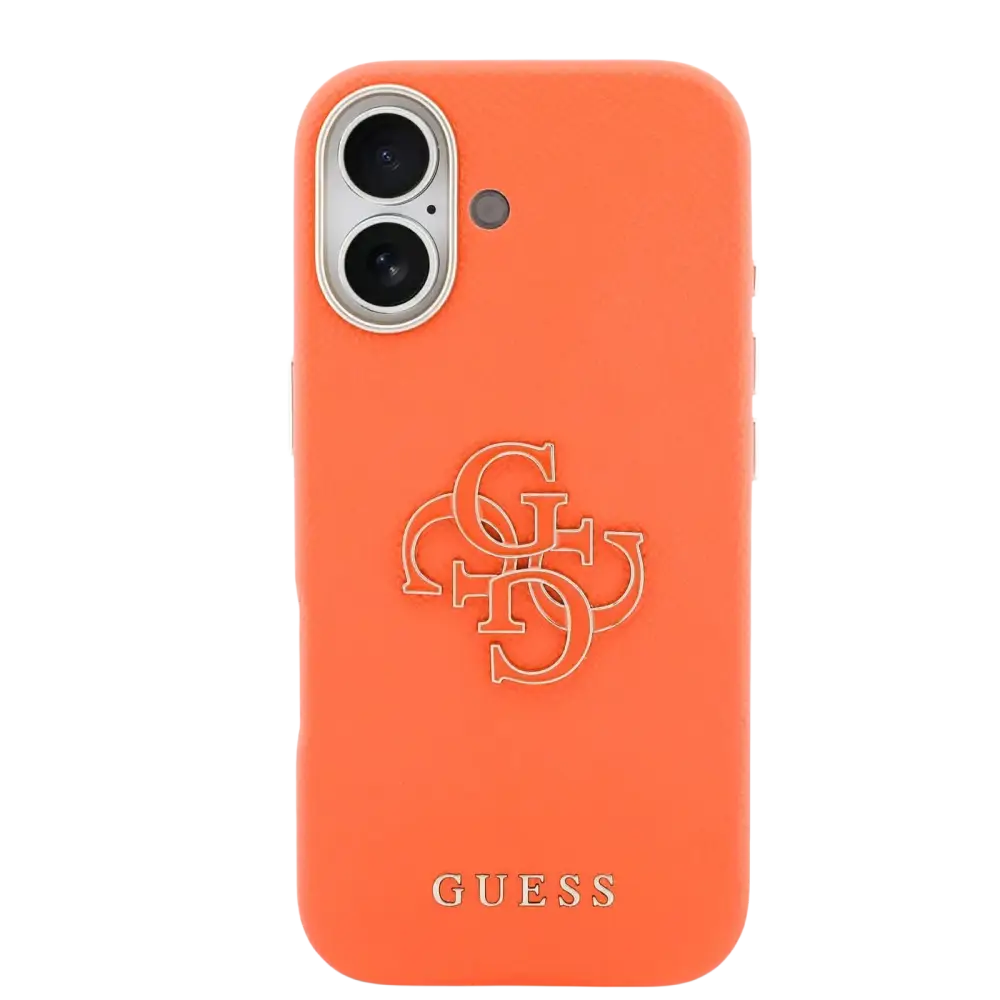 Guess PU Resin Logo Hoesje – iPhone 17 Oranje - Back cover