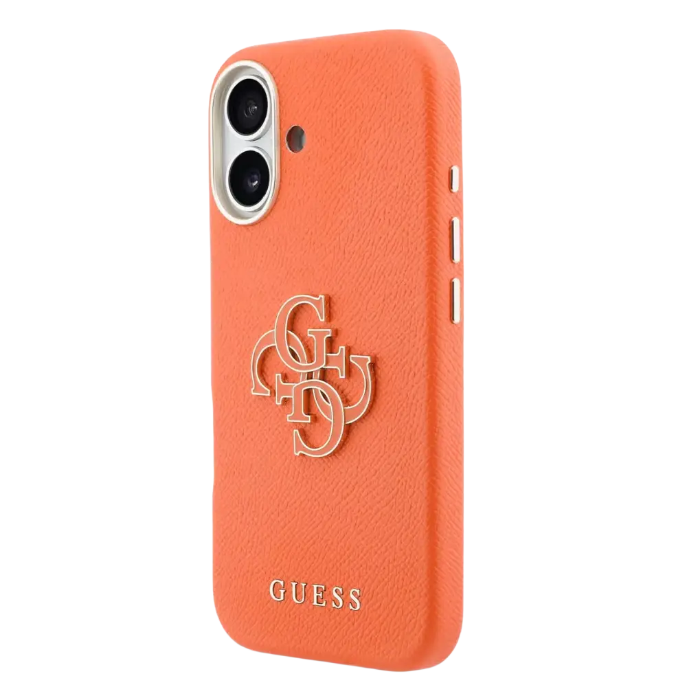 Guess PU Resin Logo Hoesje – iPhone 17 Oranje - Back cover