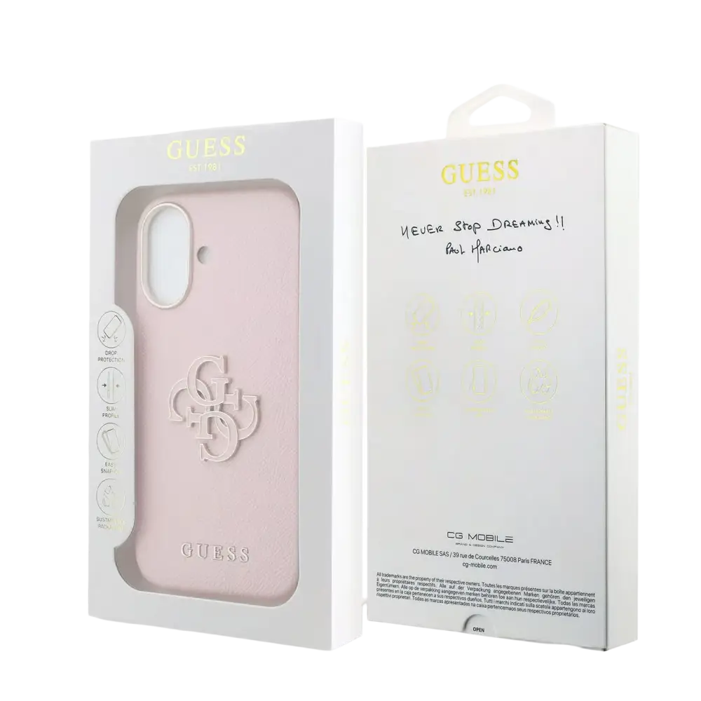 Guess PU Resin Logo Hoesje – iPhone 17 Roze - Back cover
