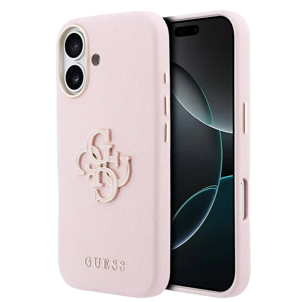 Guess PU Resin Logo Hoesje – iPhone 17 Roze - Back cover