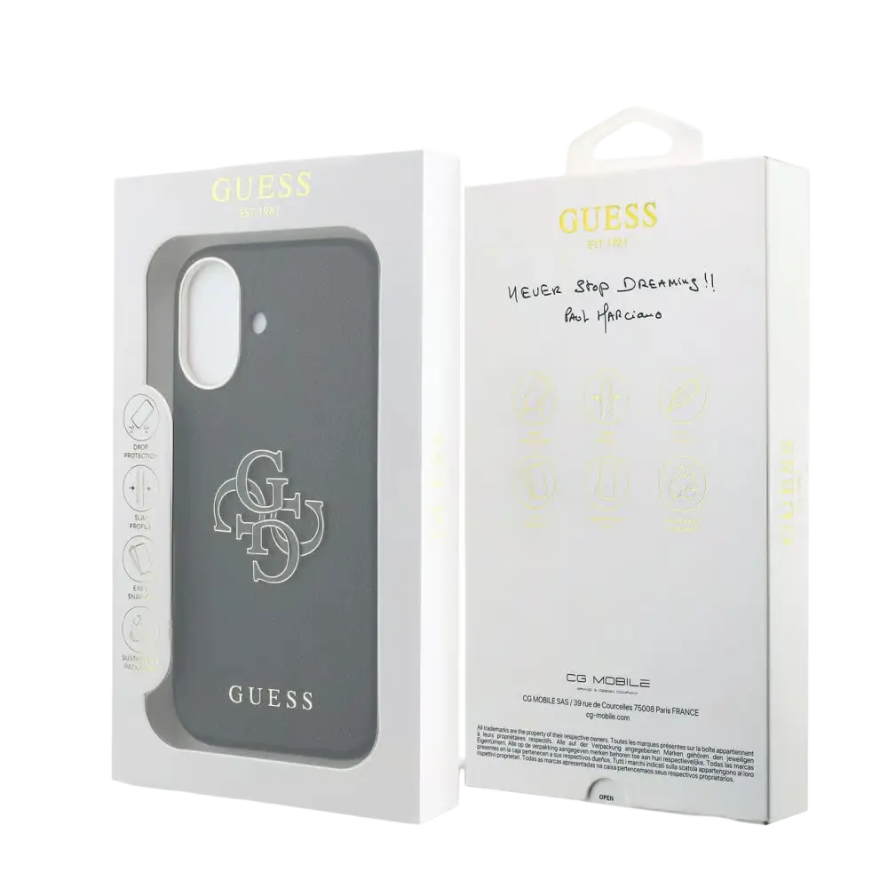 Guess PU Resin Logo Hoesje – iPhone 17 Zwart - Back cover