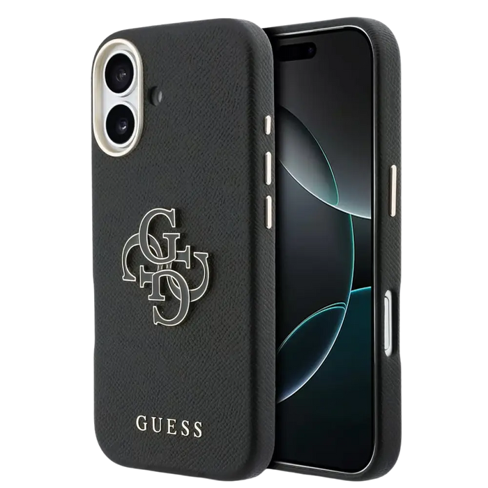 Guess PU Resin Logo Hoesje – iPhone 17 – Zwart