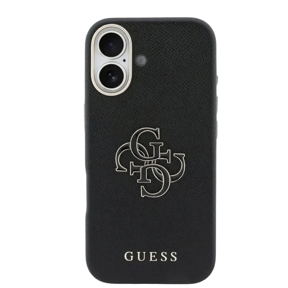 Guess PU Resin Logo Hoesje – iPhone 17 Zwart - Back cover