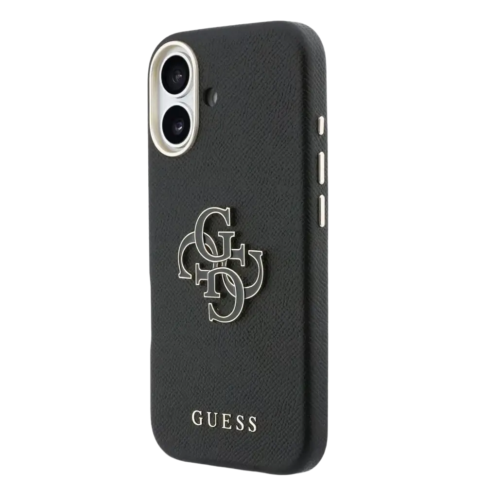 Guess PU Resin Logo Hoesje – iPhone 17 Zwart - Back cover