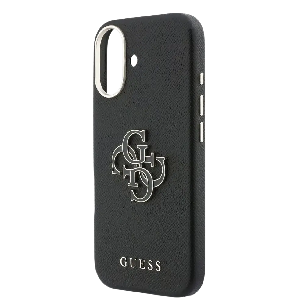 Guess PU Resin Logo Hoesje – iPhone 17 Zwart - Back cover