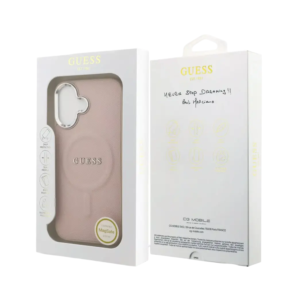 Guess PU Saffiano MagSafe Hoesje – iPhone 17 Roze - Back cover