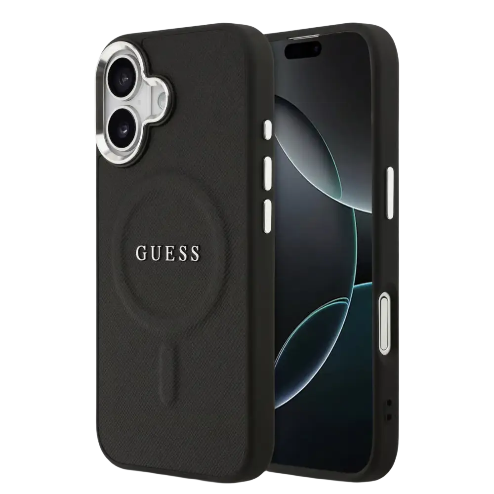 Guess PU Saffiano MagSafe Hoesje – iPhone 17 Zwart - Back cover