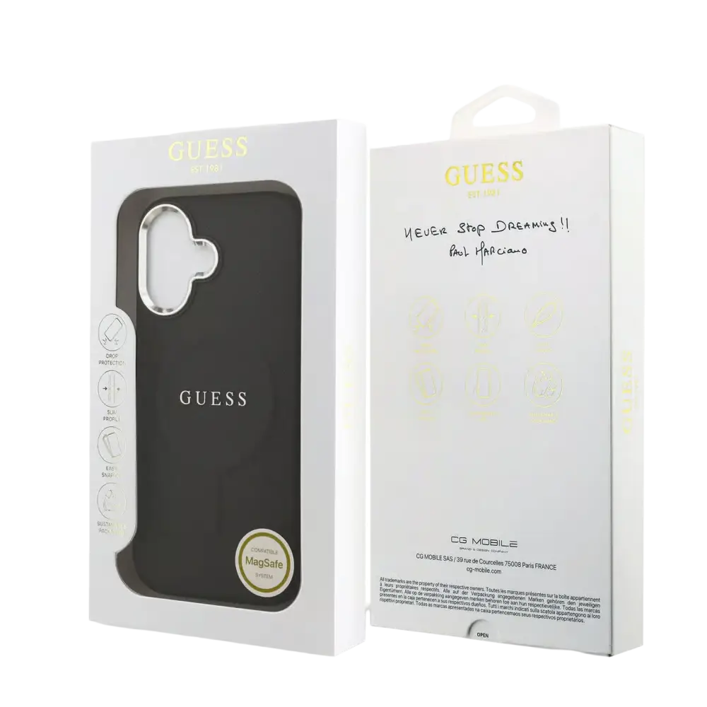Guess PU Saffiano MagSafe Hoesje – iPhone 17 Zwart - Back cover