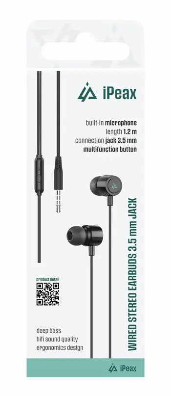 iPeax Bedrade 3,5mm Oordopjes – Zwart