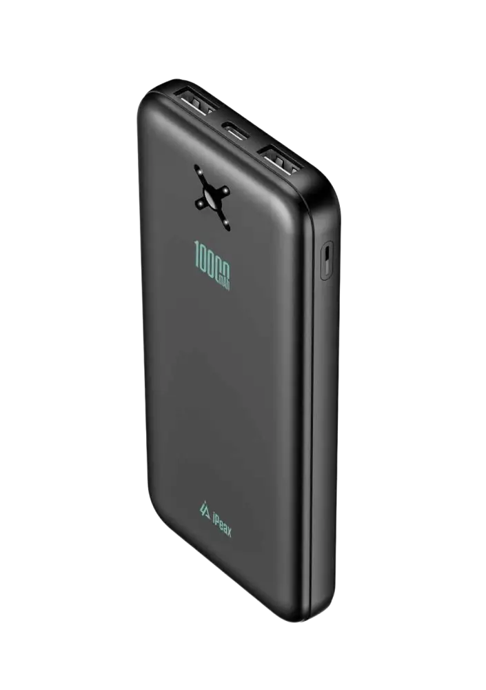 iPeax Powerbank 10.000 mAh - Blijf Opgeladen met Dubbele USB-A Oplader in Stijlvol Zwart