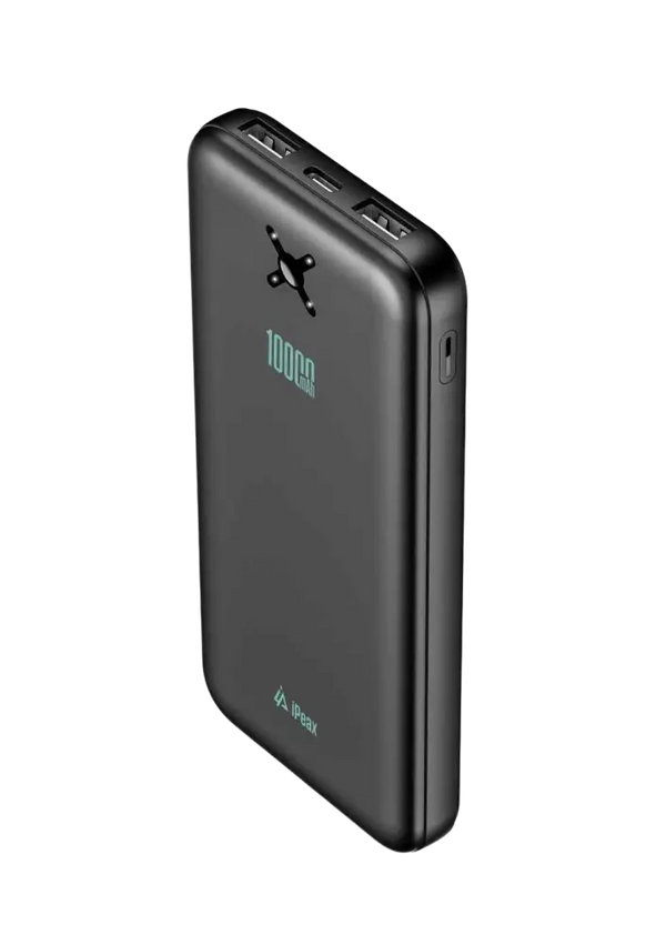 iPeax Powerbank 10.000 mAh - Blijf Opgeladen met Dubbele USB-A Oplader in Stijlvol Zwart