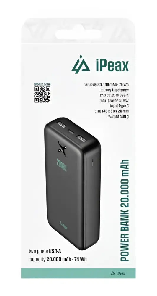 iPeax Powerbank 20.000 mAh - Zorg Dat Je Altijd Beschikbaar Bent