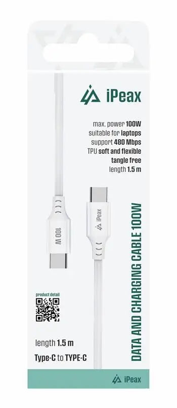iPeax USB-C Laadkabel 100W – Sneller Opladen met 1,5 Meter Kwaliteit