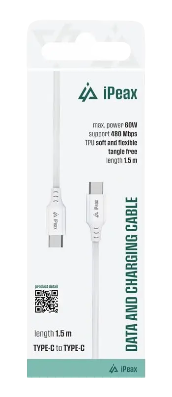 iPeax USB-C naar Kabel – 1,5 Meter Wit