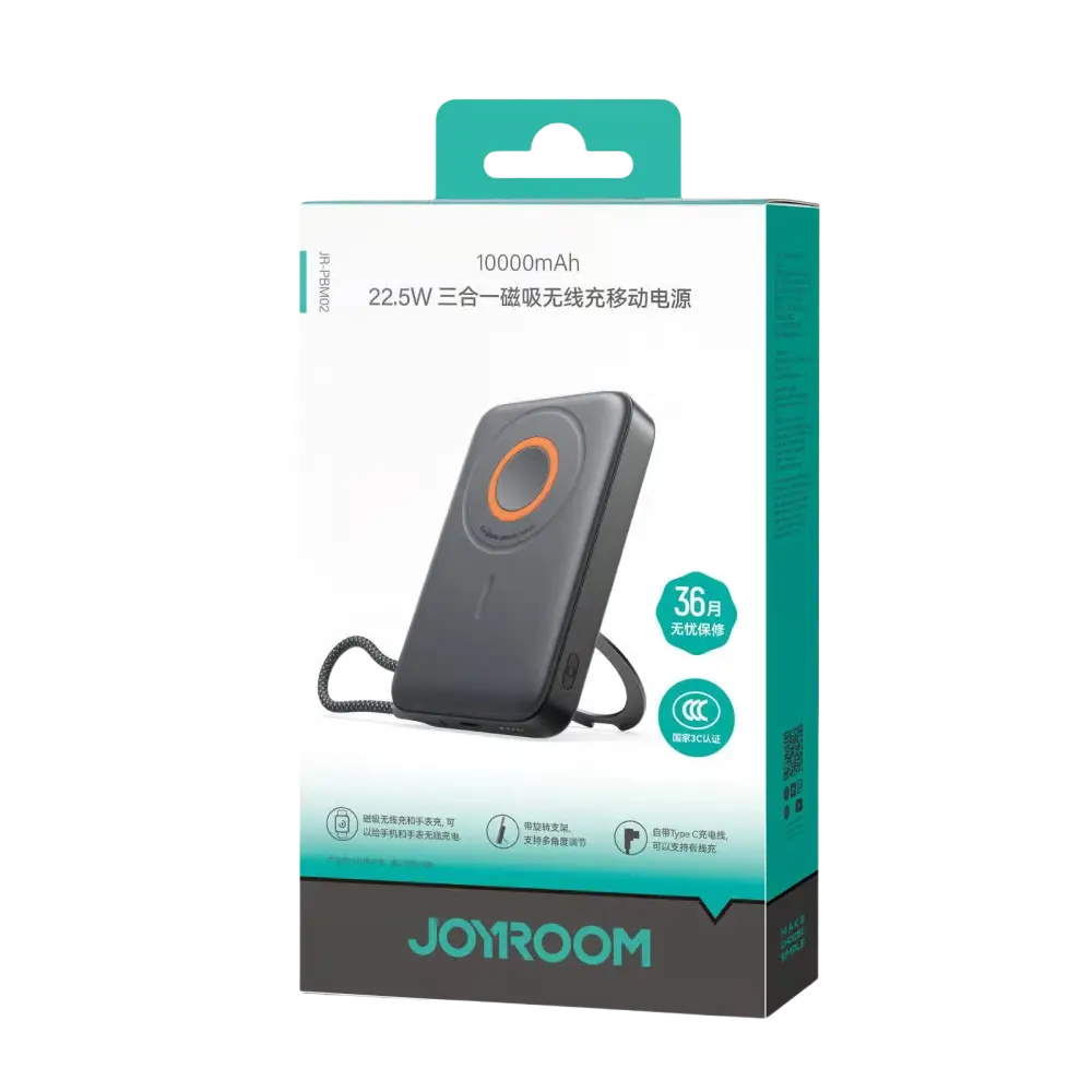 Joyroom Magnetische Powerbank 10.000 mAh 22,5W met ingebouwde kabel