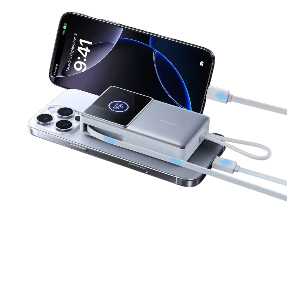 Joyroom Powerbank 10.000 mAh met Oprolbare USB-C Kabel – Wit