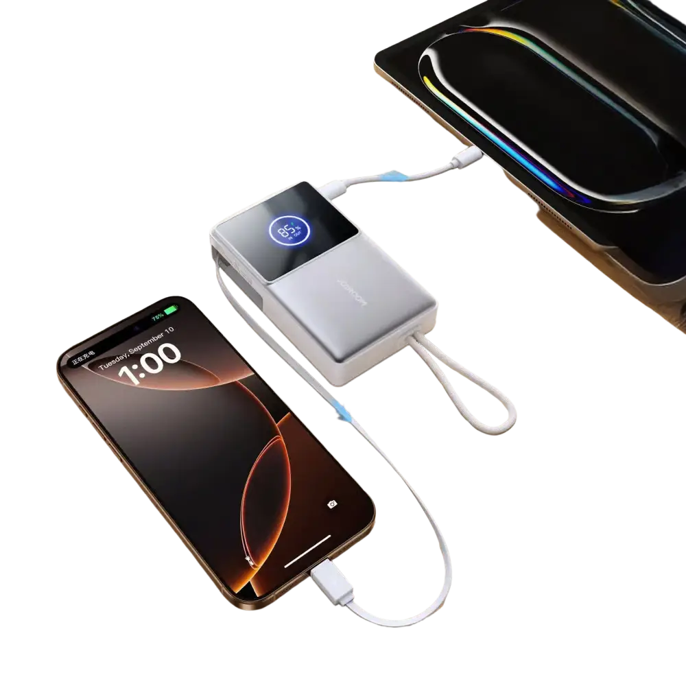 Joyroom Powerbank 10.000 mAh met Oprolbare USB-C Kabel – Wit