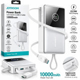 Joyroom Powerbank 10.000 mAh met Oprolbare USB-C Kabel – Wit