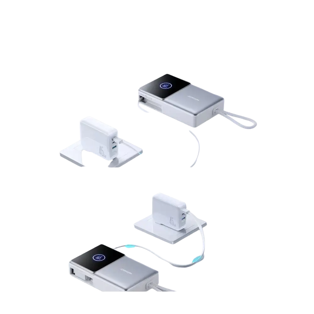 Joyroom Powerbank 10.000 mAh met Oprolbare USB-C Kabel – Wit