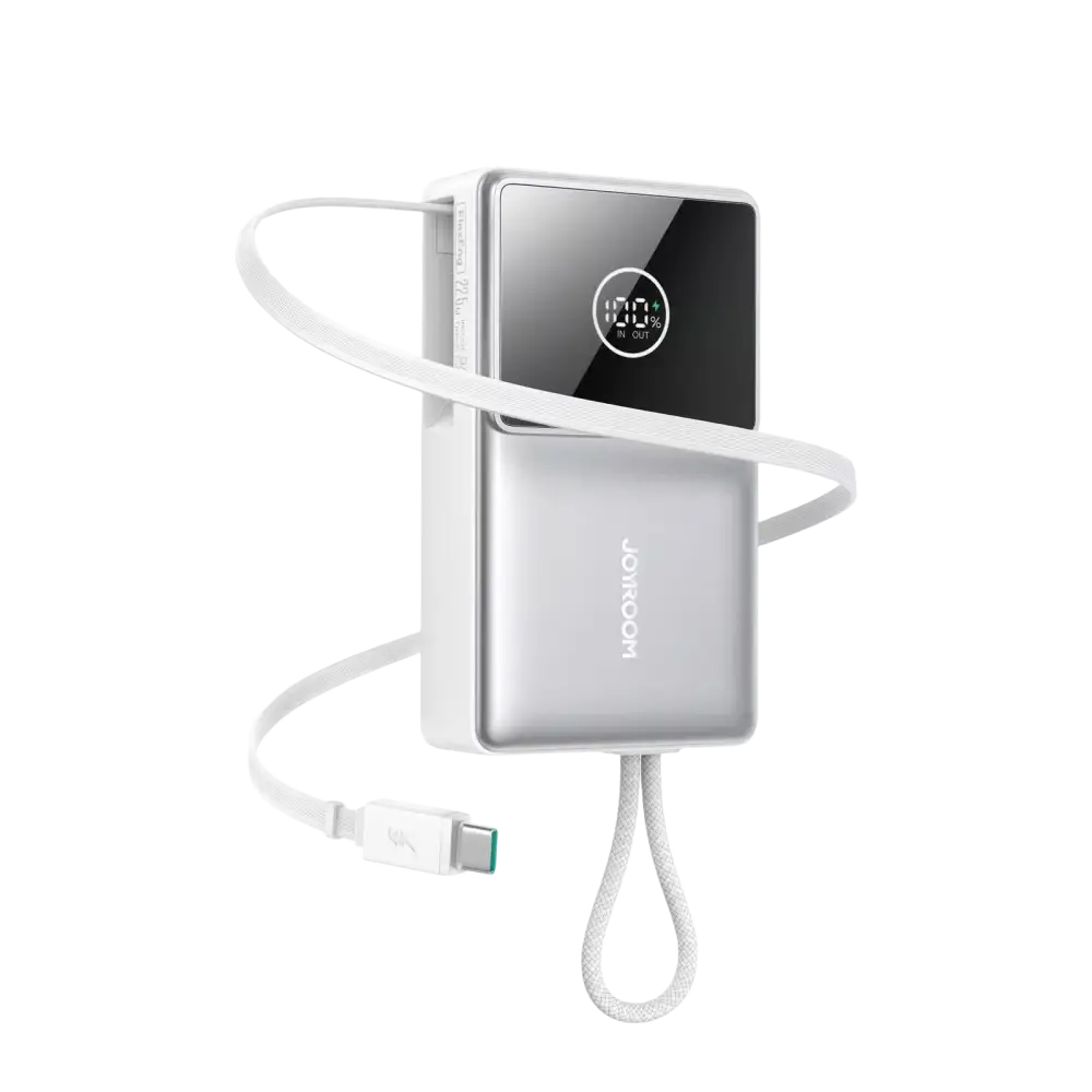 Joyroom Powerbank 10.000 mAh met Oprolbare USB-C Kabel – Wit