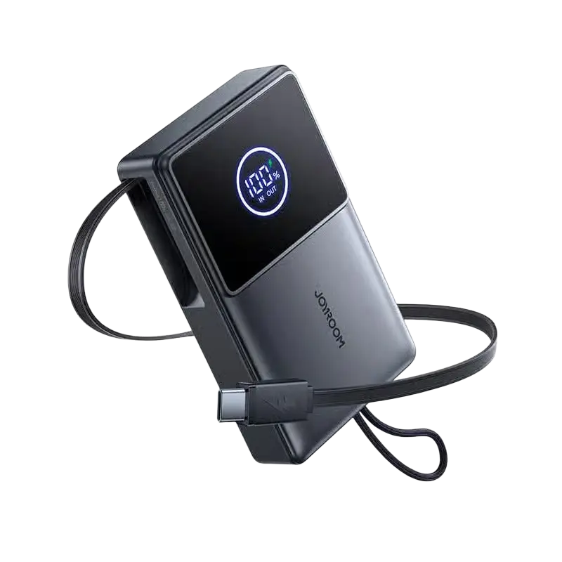 Joyroom Powerbank 10.000 mAh met Oprolbare USB-C Kabel – Zwart