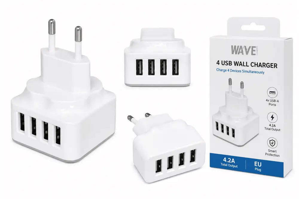 Optimaliseer je Oplaadervaring met de Reislader 4 USB-A Poorten - Goud - Wave