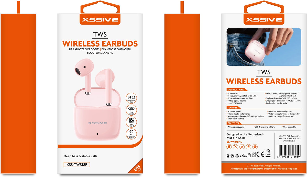 Xssive Kabellose Earbuds XSS-TWS18P - Pink