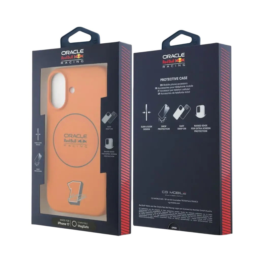Red Bull Silicone Ring MagSafe Hoesje – iPhone 17 Oranje - Back cover met vingerring